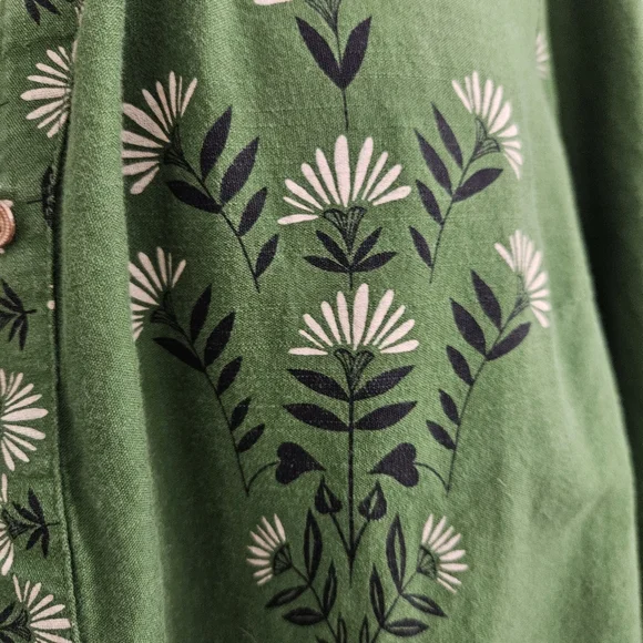 Knox Rose Green Floral Peasant Blouse Boho Size XL Cottagecore Hippie Gypsy - Picture 7 of 15
